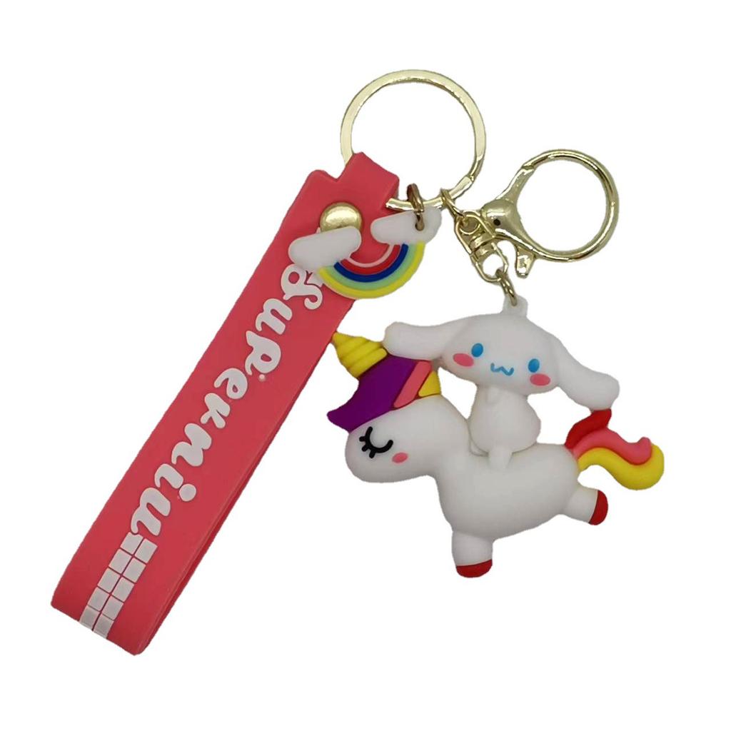 New Creative Cartoon Colorful Horse Mingchuang Sanrio Kuromi Pudding Dog My Melody Doll Keychain Bag Car Keychain Accessory