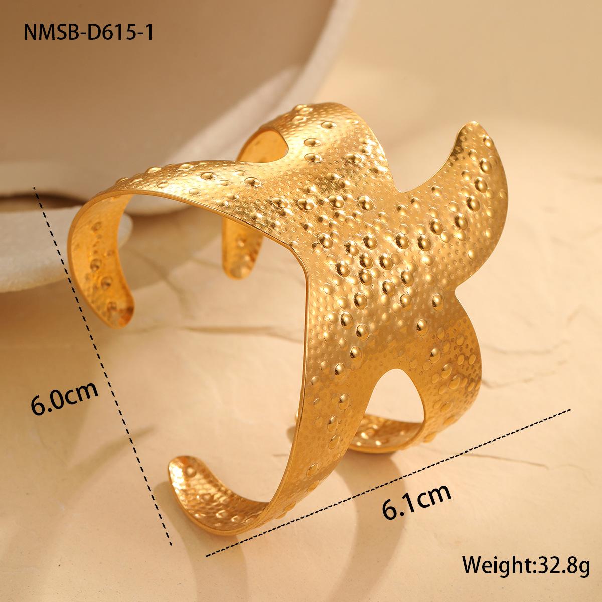 GEMCHIC Women s Ocean Sea Star Shell Coral Geometric Cuff Bracelet Gold Plated Stainless Steel Bangle Jewelry 18K