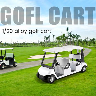 Die-cast Golf Cart Toy 1:20 Scale Alloy Golf Cart Model with Clubs Mini Golf Cart Pull-back Vehicles Golfing Themed Office Desk Decoration