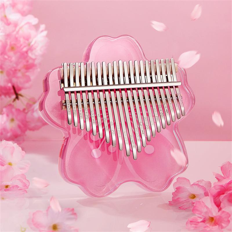 Kiraz Çiçekleri Şekli Kalimba Başparmak Piyano 17/ 21 Ton Akrilik Parmak Piyano Klavye Enstrümanı