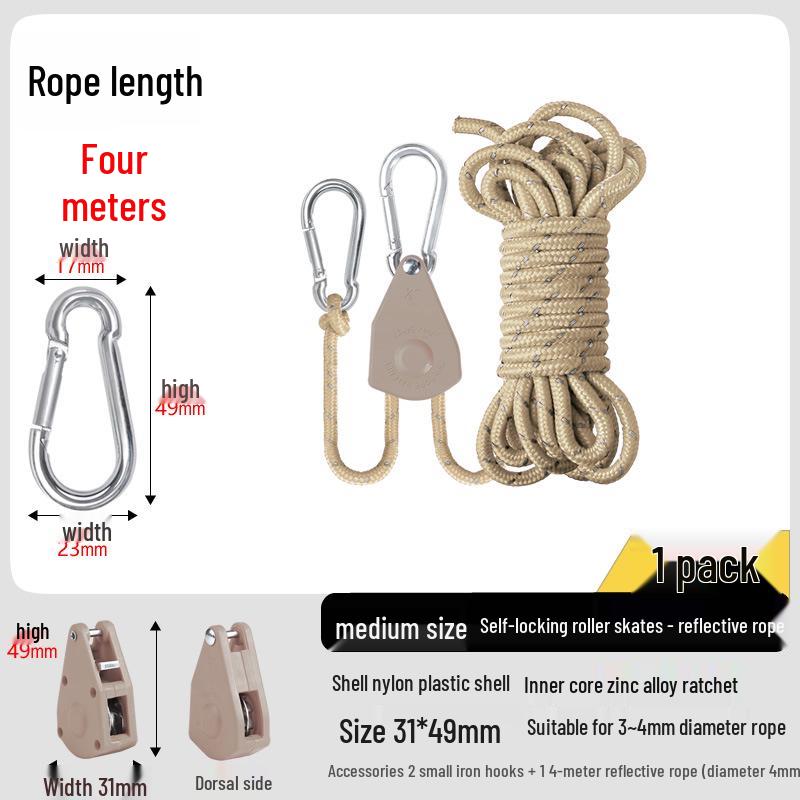 Adjustable Reflective Windproof Camping Tent Rope Pulley System