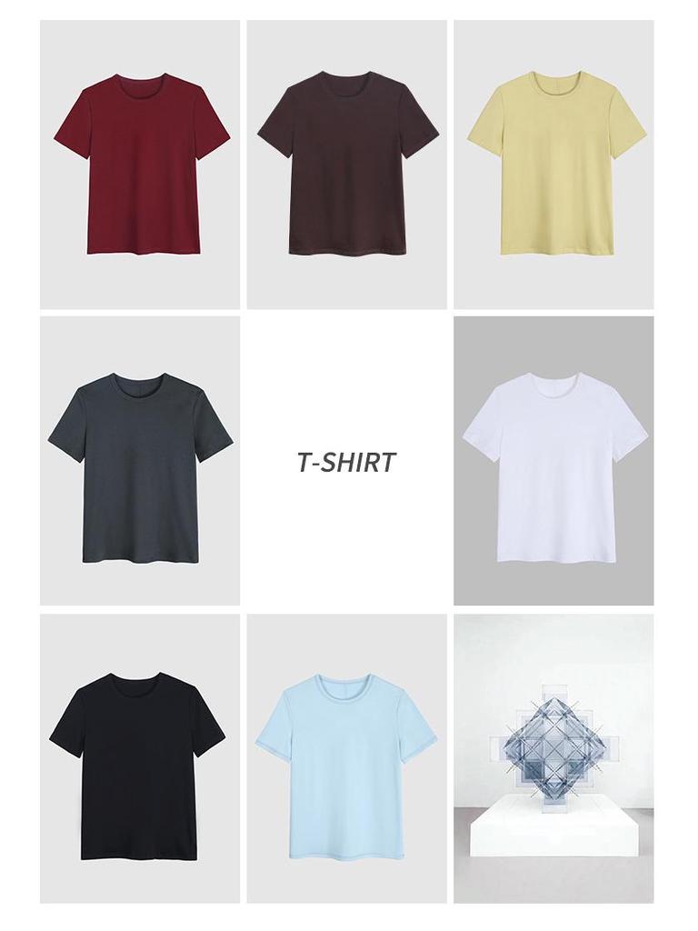 Women's High-End Crew Neck Tencel & Cotton Slimming Short Sleeve T-Shirt