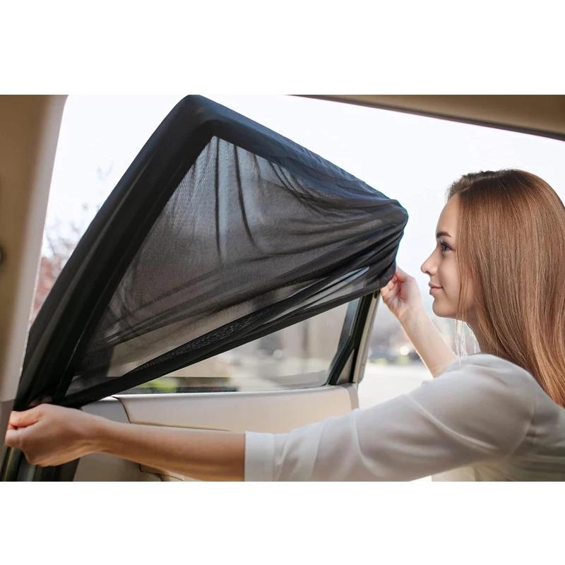 4-Piece Premium Car Window Sunshade Net Set - UV Protection and Privacy, Universal Fit Front and Rear Curtains