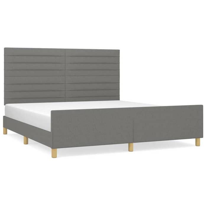 VidaXL Bed Frame with Headboard Dark Grey 180 X 200 Cm Fabric 3125155