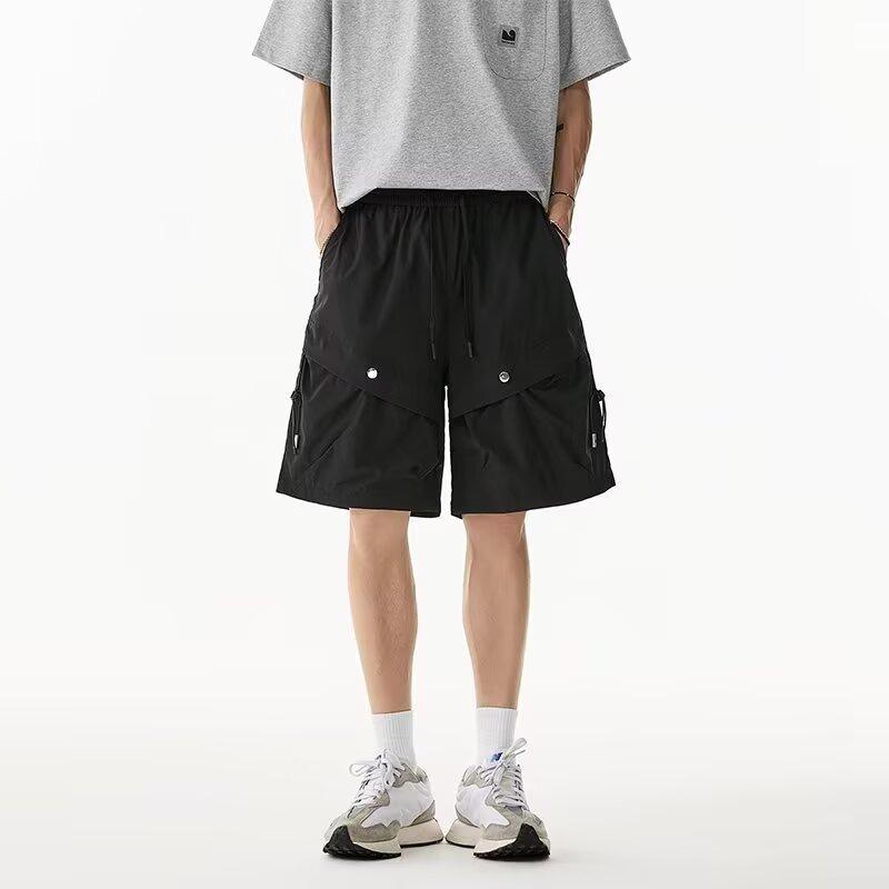 

Летние Новые Шорты Мужские Личность Однотонные Большой Карман Тонкие Свободные Повседневные Брюки 3XL чёрный