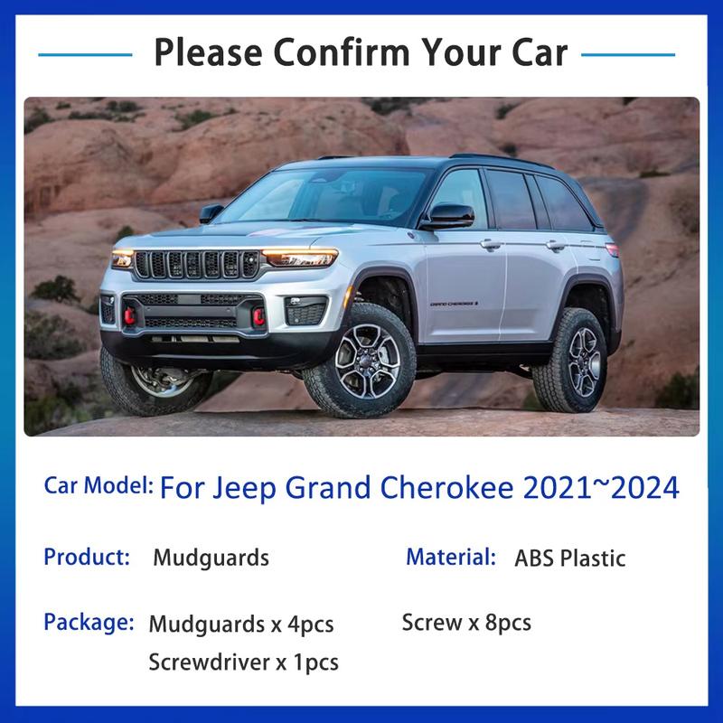 For Jeep Grand Cherokee L WL    2024 Accessories Mudguards Upgrade Mud Flaps Anti-Splash Front Wheels Fender Mudflap