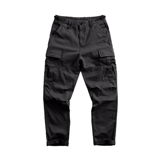 Herren Cargohose Loose Einfarbig Vintage Style High Street Style Weites Bein Gerades Bein Multi Taschen Streetwear Outdoor Reisehose