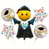5-Piece Set of Aluminum Foil Balloons for Graduation Season, Including Graduation Doctorate Balloons, Round Balloons, Five-Pointed Star