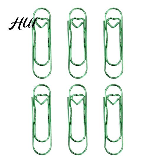 Notebook Pen Holders 6Pcs Metal Heart Clips Book Organizers Colored Paperclip Cute Shaped School Supplies Organizer Stainless Steel зелёный