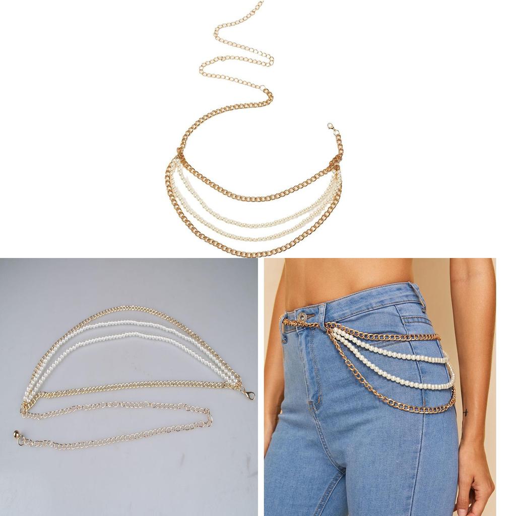 Elegant Pearl Metal Belt Chain For Women With Adjustable Length For Spring And Fall