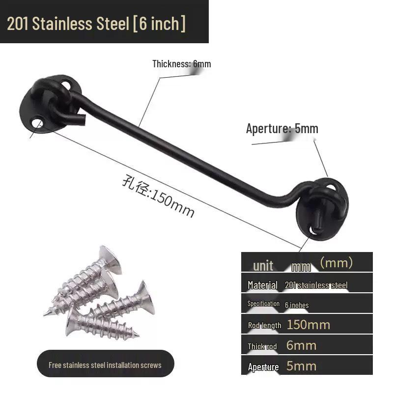 Black Stainless Steel Wind Stay Hook for Windows and Doors