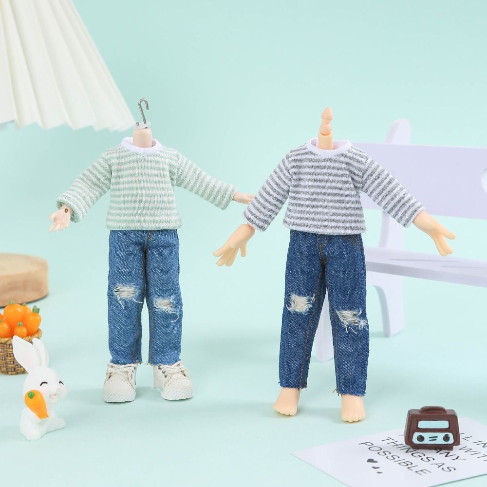 DIY Handmake Doll Stripe Tops for 1/12 BJD Dolls/for 1/11 OB11 Dolls Doll Clothes Accessories