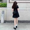Black Polo Dress Children's Summer New Small Man Coffee Break French Hepburn Style Temperament Small Black Dress