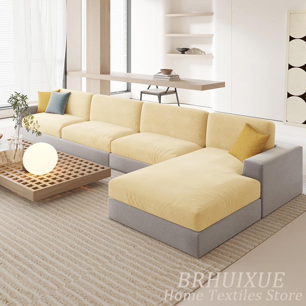 Velvet Sofa Cushion Cover For Living Room Anti-Slip Elastic Sofa Cover Solid Color Soft Slipcover Home Decor Furniture Protector