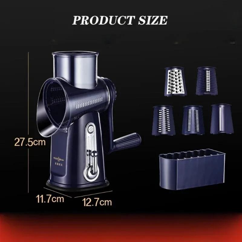 Cortador Rebanador de Verduras Manual Rallador de Tambor Multifunción Rallador Rotatorio de Queso Picador de Verduras de Cocina Triturador de Alimentos Picador de Carne