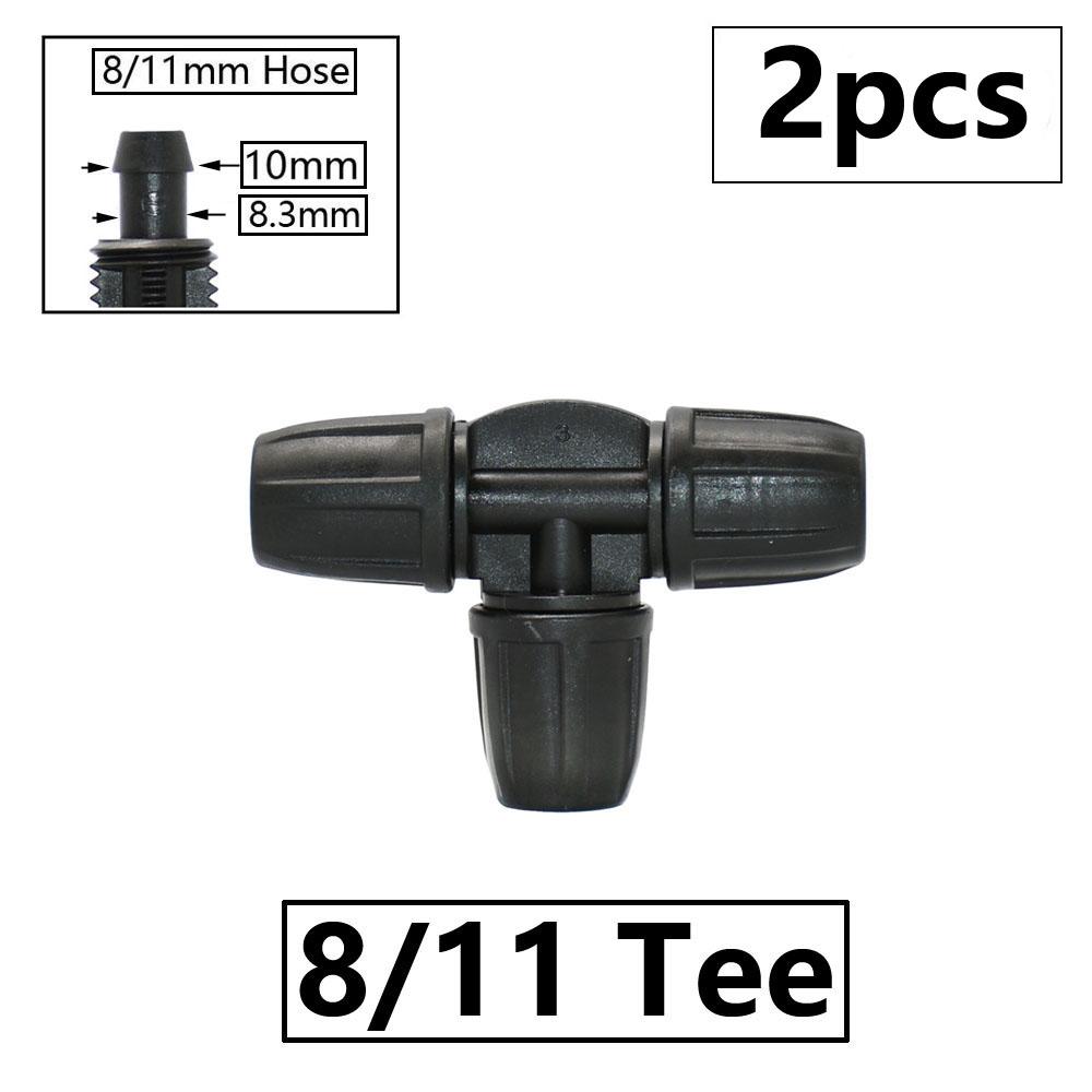 3/8" 8mm Garden Hose Connector 8/11 To 4/7 3/5mm Hose Reducer Water Splitter Tee Elbow End Plug Drip Irrigation System Fitting