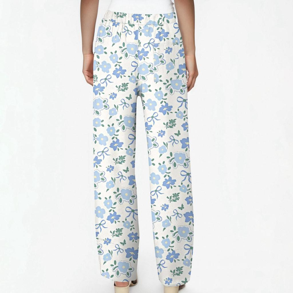 Pants For Women Summer Casual Wide Leg Elastic Waist Pants With Pockets