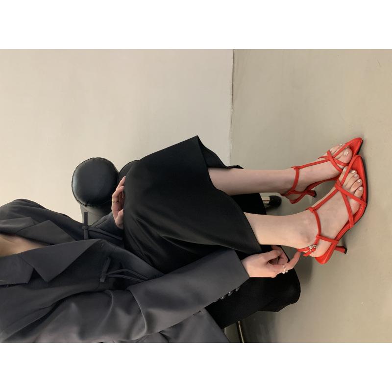 Sandals women's new pointed cross word with high heel temperament with skirt high heels women's shoes