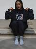 Women's Spring/Autumn Printed Pullover Hoodie - Casual, Fashionable, Versatile, Medium-High Neck, Long Sleeve