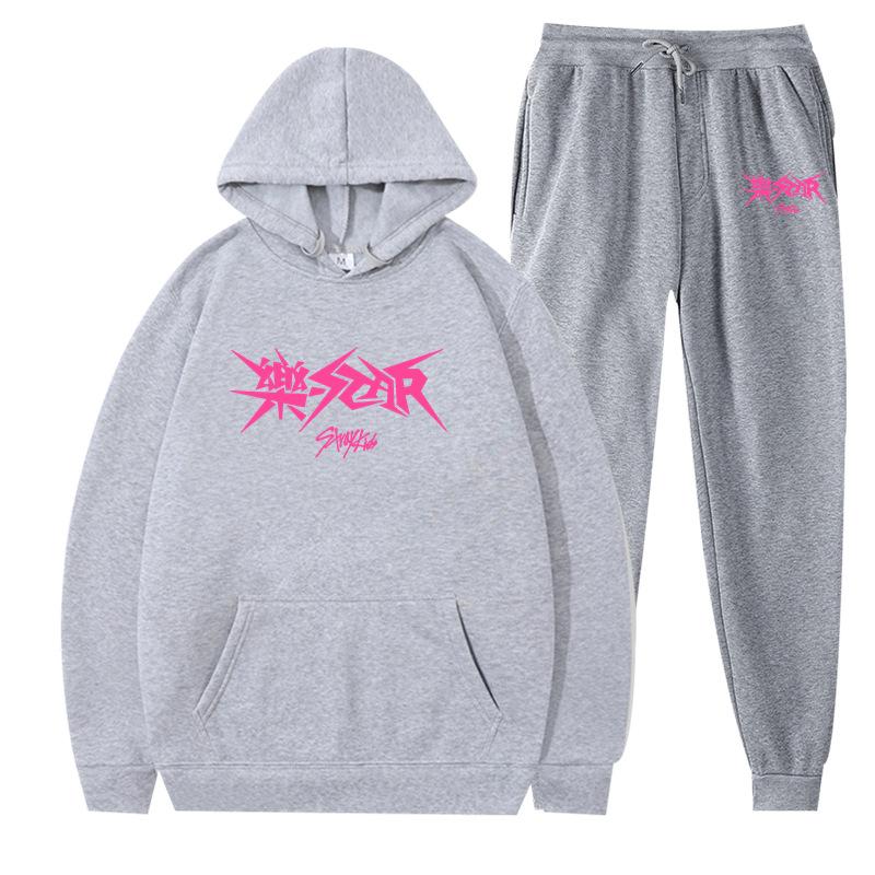 New Straykids Peripheral Harajuku Printed Men's and Women's Sweatshirts Sweatpants Set Hoodie Straight Pants Cover