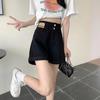 Women's High Waist A-Line Denim Shorts Loose Fit Casual Cuffed Hem Hot Pants