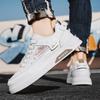 Warrior Graffiti Fashion Simple Daily Commuting Non-Slip Wear-Resistant Lightweight Low-Top Skate Shoes Men Sneaker White Brown WXP(WZ)-223402