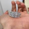 Huitan Luxury Paved Cubic Zirconia Rings for Women Wedding Band Accessories CopperColor Modern Fashionable Female Jewelry Party