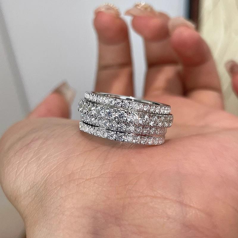 Huitan Luxury Paved Cubic Zirconia Rings for Women Wedding Band Accessories CopperColor Modern Fashionable Female Jewelry Party