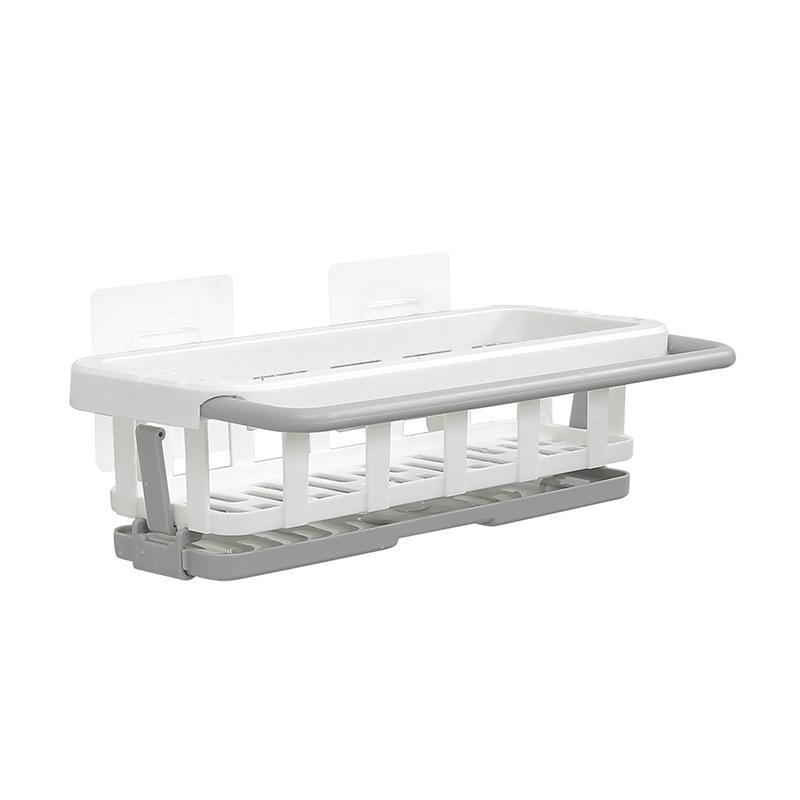 Wall-Mounted Retractable Kitchen Rack: No-Drill Dishcloth Holder, Spice Shelf, and Sink Drain Basket