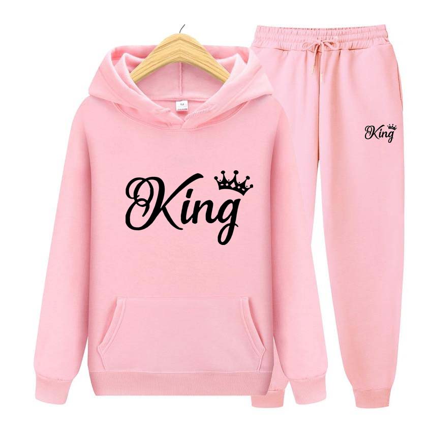 Träningsoveraller för män Set Vår Höst King Print Sweatshirt Långärmad Luvtröja Joggingbyxa Sweatshirt Streetwear Sportoverall