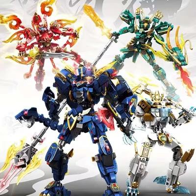 Stavebnice Dragon Tiger Transformable Robot Stavebnice Modely zvířat Stavebnice pro kluky a děti