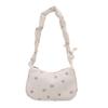 Japanese Sweet Foreign Niche Design Handbag Simple Shoulder Underarm Bag New Printed Pleated Crescent Bag