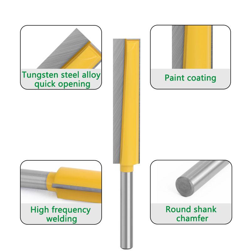 1/4PC 8mm Shank Uzatma Uzun Düz Düzeltme Bıçağı CNC Router Bit Alt Temizleme Freze Kesiciler Ahşap Kenar Kesme