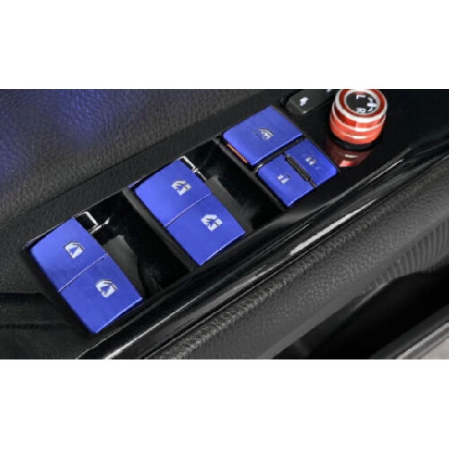 Dow Lift Lock Switch Button Sticker Blue Alloy Win 18- For Toyota Camry 10X