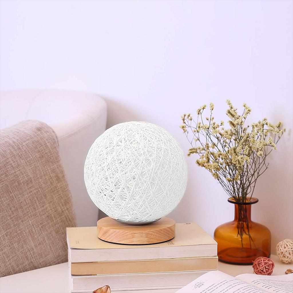 LED Table Lamp Wood Table Ball Light with USB Charged Modern Bedside Night Lamp for Bedroom Living Room Home Decoration