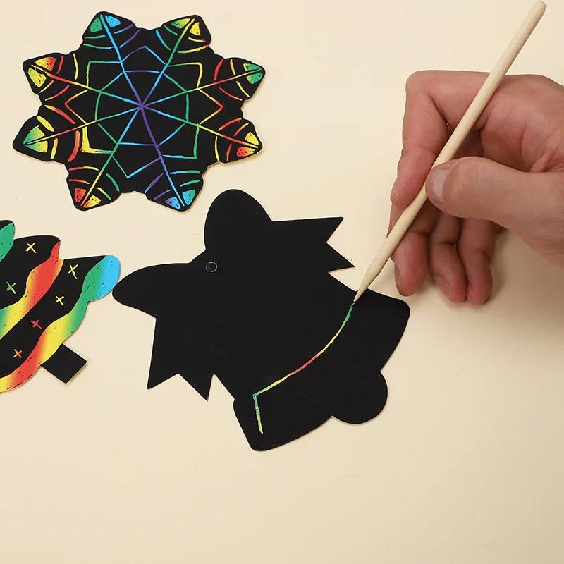 36 STÜCKE Weihnachten DIY Magische Farbe Regenbogen Rubbelpapier Kinder Spielzeug Buntes Kunst Malpapier Party Dekorationen für Kinder