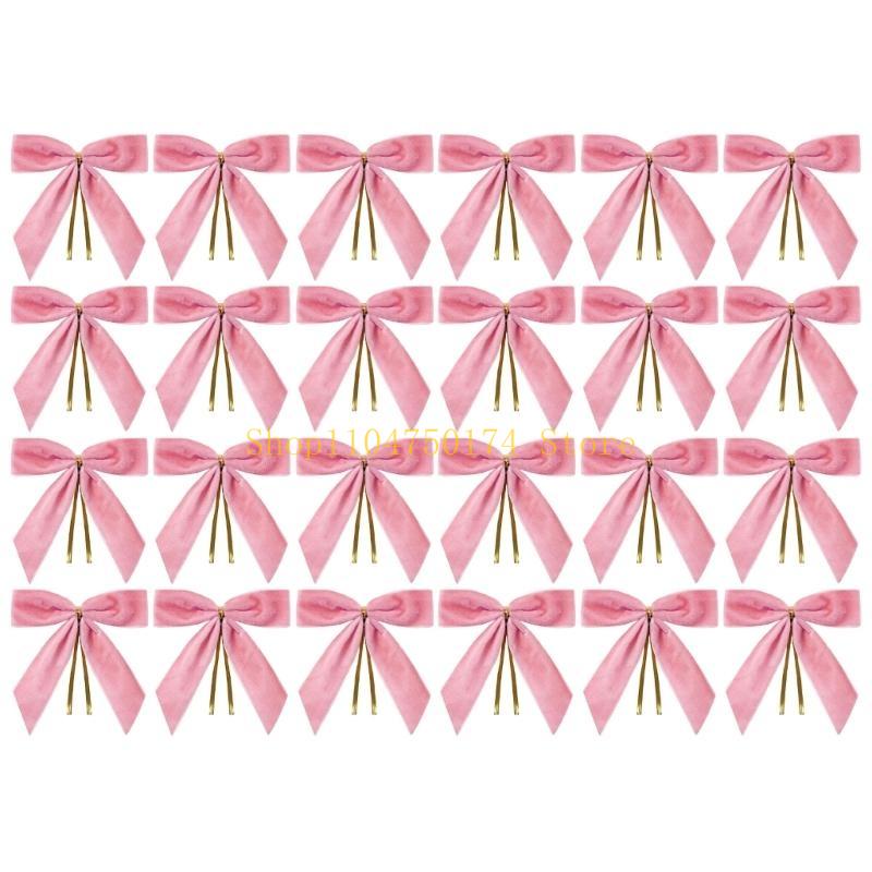 24pcs Christmas Tree Bows Velvets Bowknot Decorations for Holiday Parties Butterfly Knot Embellishment Accessories top sale