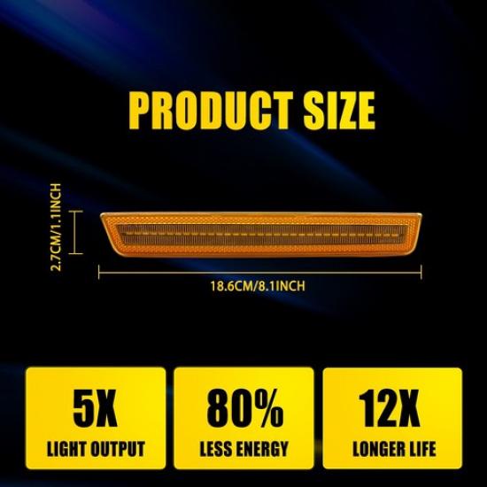 2x For 2015- Dodge Challenger Front Bumper Amebr Side Marker Light Lamps