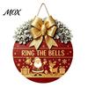 Festive Home Decoration Christmas Wooden Welcome Sign for Front Door, Round Hanging Ornament with Rustic Winter Wreath Artificial Pine Branches & Bow