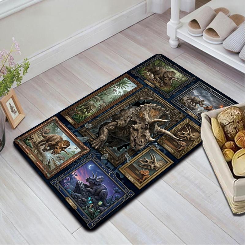 Triceratops Evolution Pattern Rug Floor Mat for Living Room or Bedroom Soft and Comfortable Carpet a Gift for Birthday and Holiday.