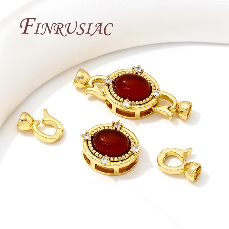 18K Real Gold Plated Inlaid Natural Stone Jewelry Clasps Fasteners For Bracelets Accessories,Locks For Jewelry,Necklace Findings