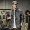 Spring and Autumn New Men's Long-sleeved Plaid Denim Loose Casual Shirt Jacket