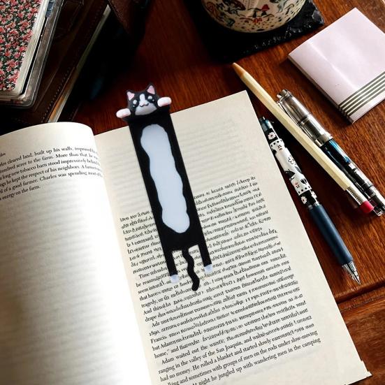 Hanging Cat Bookmark Plastic 3D Printed Long Body Kitten Book Page Marker Animal Decoration Book Lovers Birthday Christmas Gift