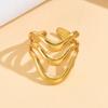 Cross-Border Ins Style Geometric Thick-Lined Stainless Steel Wide Band Ring for Women