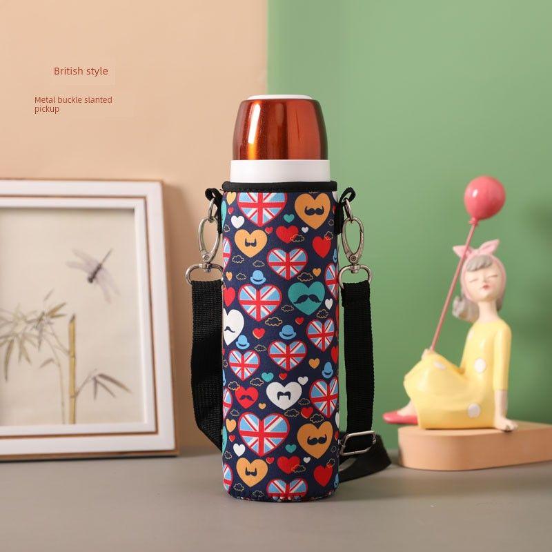 Baihui 500ml Large-Capacity Thermos Cup Cover for Adults, Portable Hand-Held Cross-Body Protective Cover, Anti-Fall