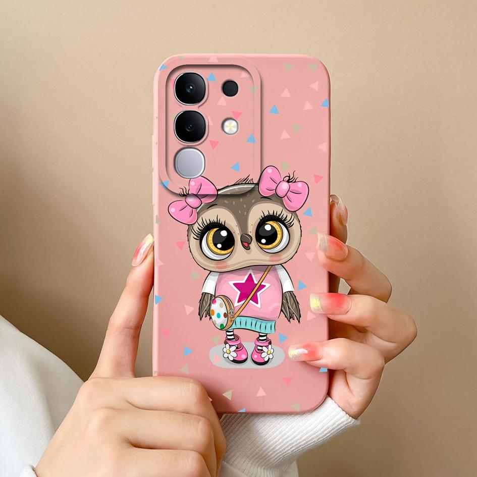 New Case For Vivo Y19S V30 V40e V50 Y04 T4x iQOO Z9s Y29 Y29S Y39 S19 Pro V40 Lite(IDN) Lovely Owl Kitten Slim Silicone Shockproof Shell For Vivo Capa