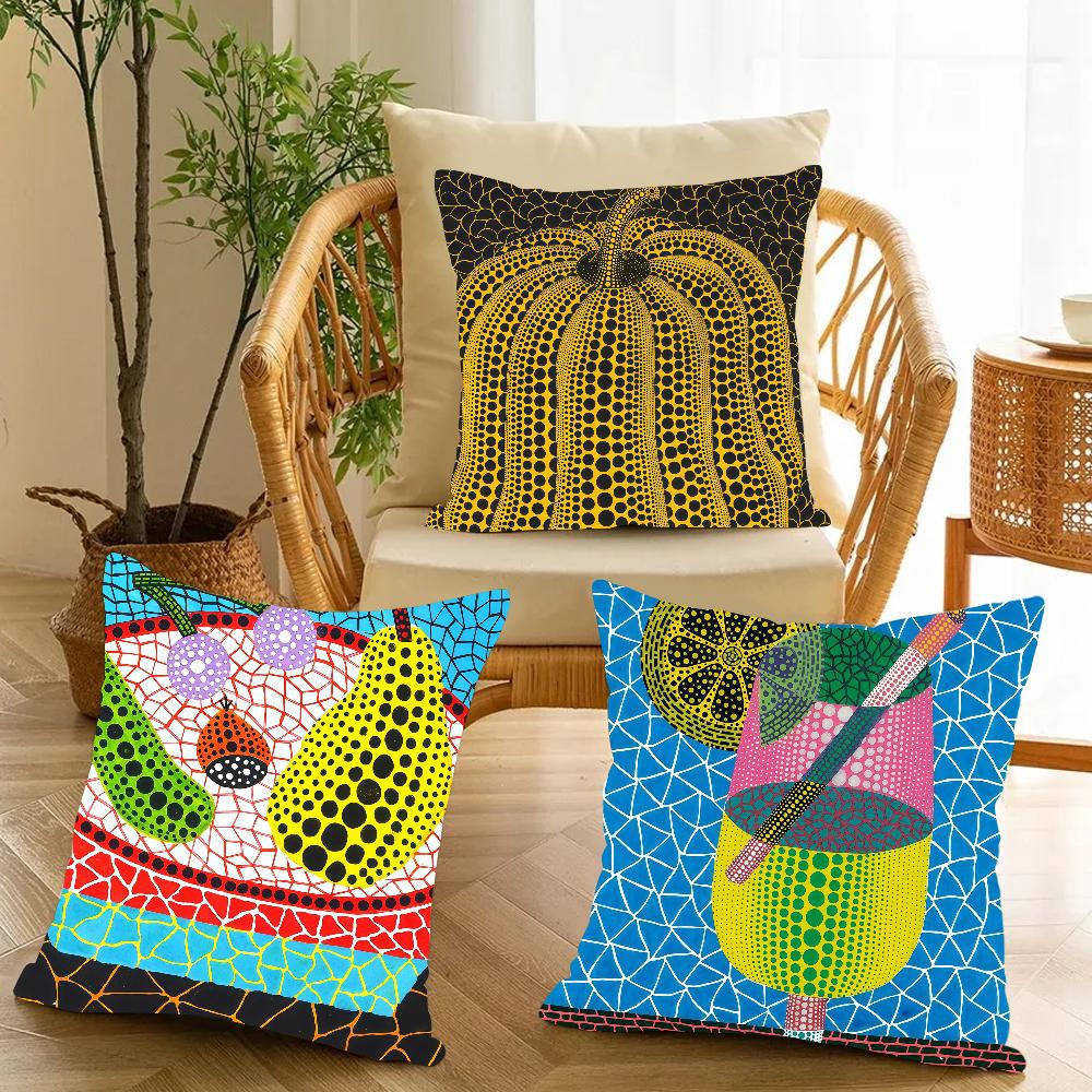 Japanese Artist Y-yayoi Kusama Pillow Case Applicable Space For Guest Rooms Interiors Cars Office House Decoration