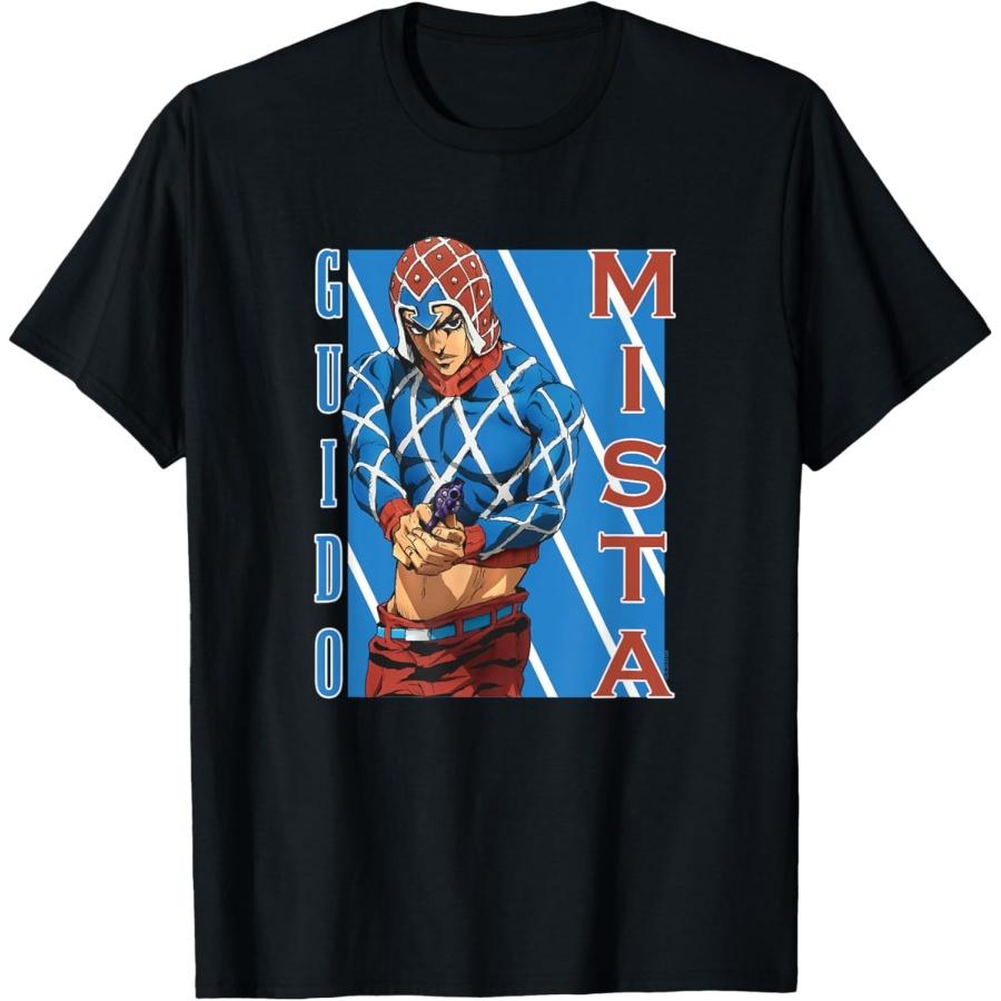 

JoJo Part 5 Golden Wind Guido Mista Six Bullets Pose Anime T-Shirt XXXXXL чорний