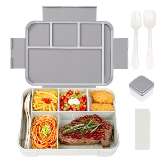 Yousheng Lunch Box with Fork Spoon Split Bento Box Leak-proof Food Container BPA-Free Meal Prep Container for School Office