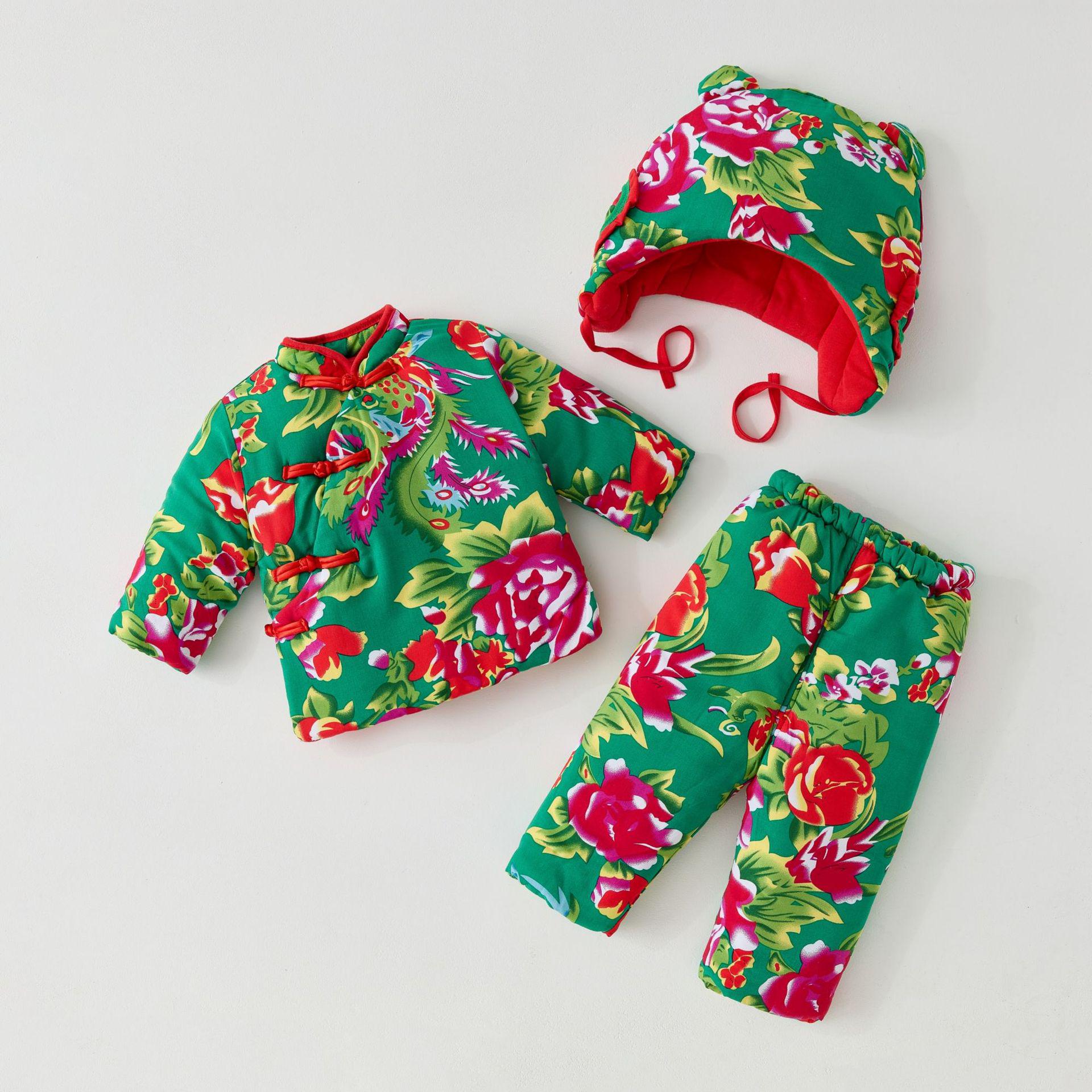 

Children s Floral Padded Winter Jacket - Thick Cotton Suit for Boys and Girls 100 cm